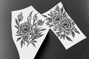 Fine line January and September birth flower bouquet tattoo with “we’ll be alright” phrase tattoo idea