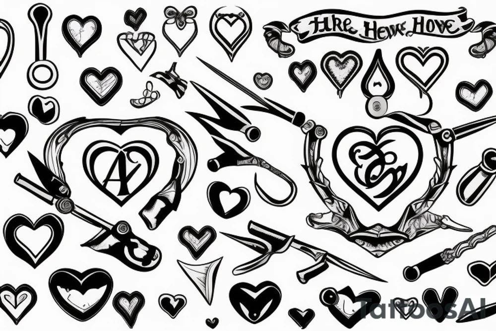 Three swords an a heart tattoo idea