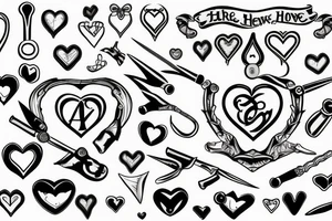 Three swords an a heart tattoo idea