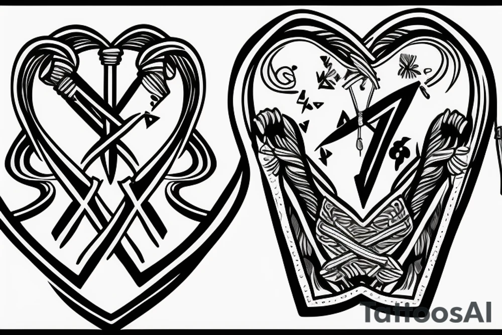 Three swords in a heart tattoo idea