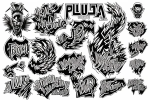 written text saying "PLUS ULTRA" tattoo idea