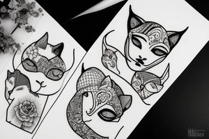 woman with cat head tattoo idea