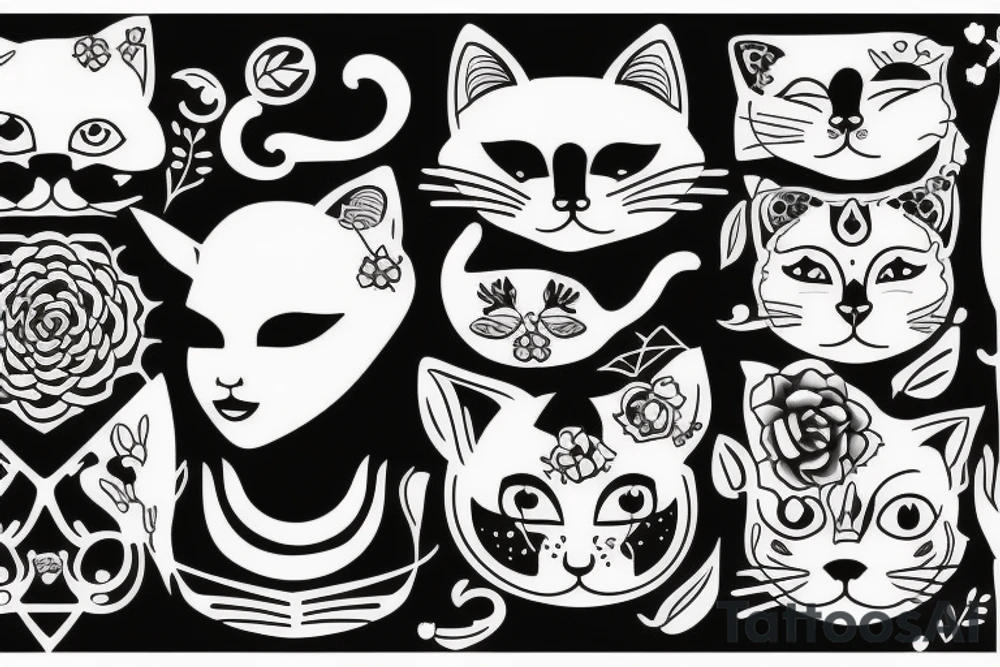 woman with cat head tattoo idea