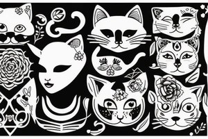 woman with cat head tattoo idea