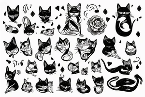 full body woman with cat head tattoo idea