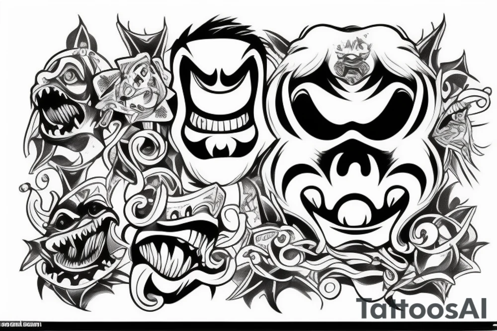 Monster head smiling tattoo idea