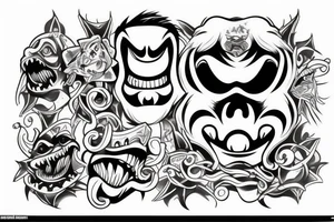 Monster head smiling tattoo idea