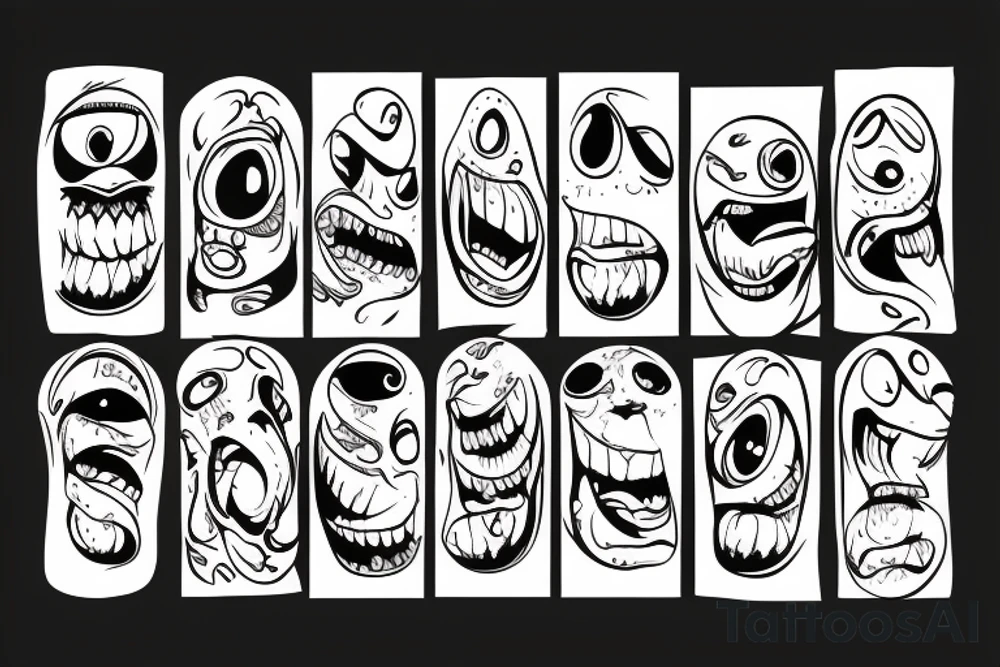 Monster head smiling tattoo idea