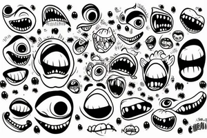 Monster head smiling tattoo idea