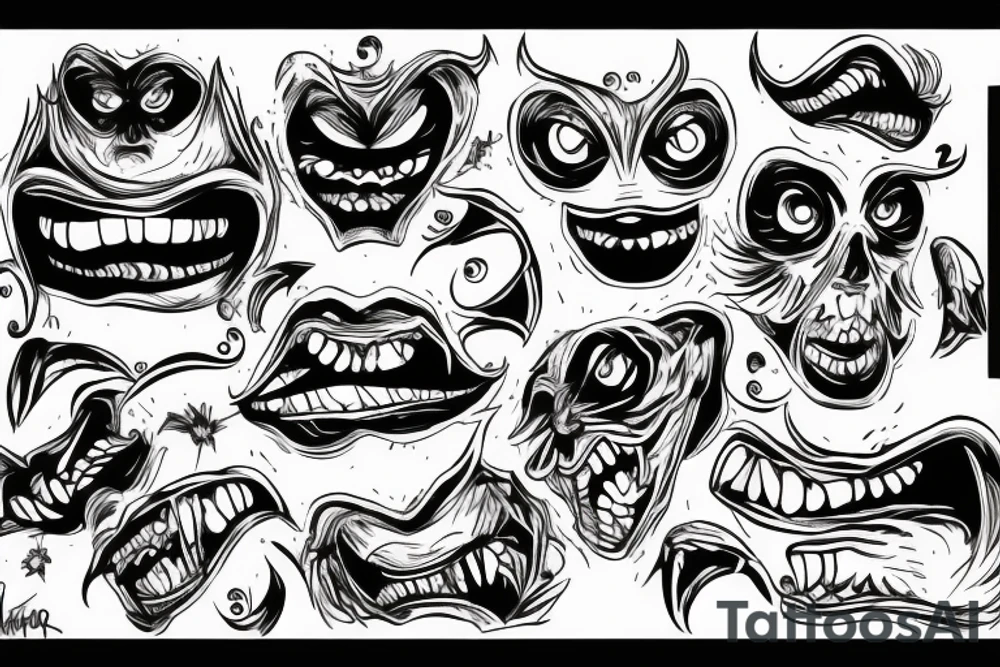 Monster head smiling tattoo idea