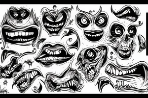 Monster head smiling tattoo idea