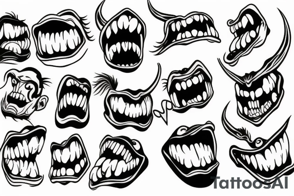 Monster head smiling tattoo idea
