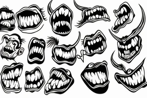 Monster head smiling tattoo idea