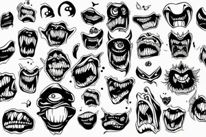 Monster head smiling tattoo idea