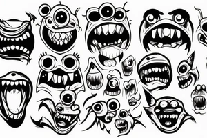 Monster head smiling tattoo idea