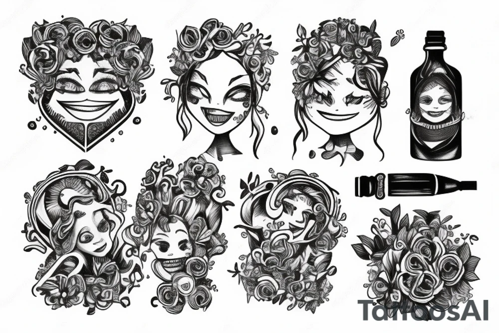 Bottle smiling tattoo idea