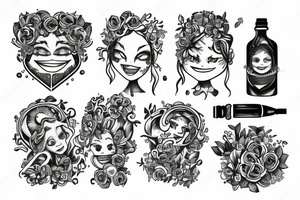 Bottle smiling tattoo idea