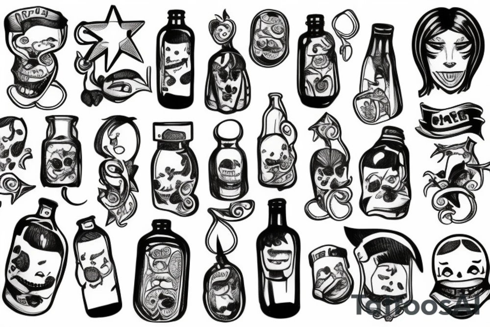 Bottle smiling tattoo idea