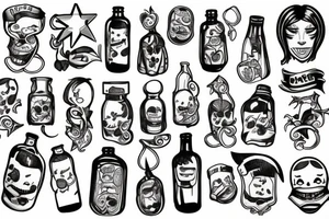 Bottle smiling tattoo idea