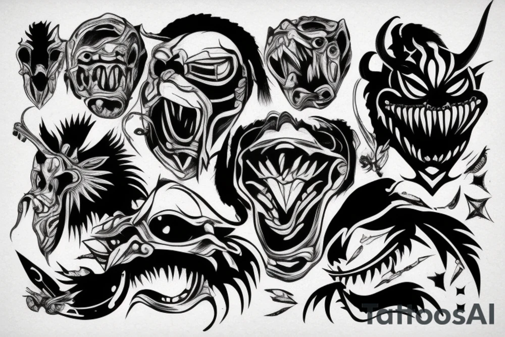 Predator smiling tattoo idea