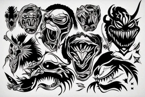 Predator smiling tattoo idea