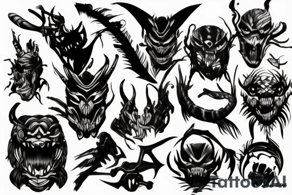 Predator smiling tattoo idea