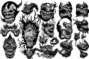 Monster head burning tattoo idea