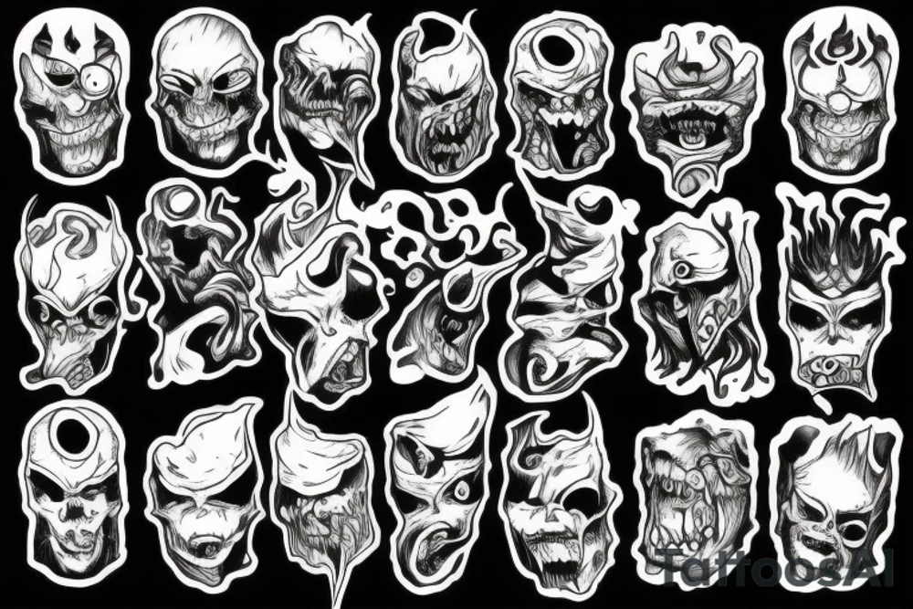 Monster head burning tattoo idea