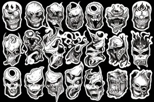 Monster head burning tattoo idea