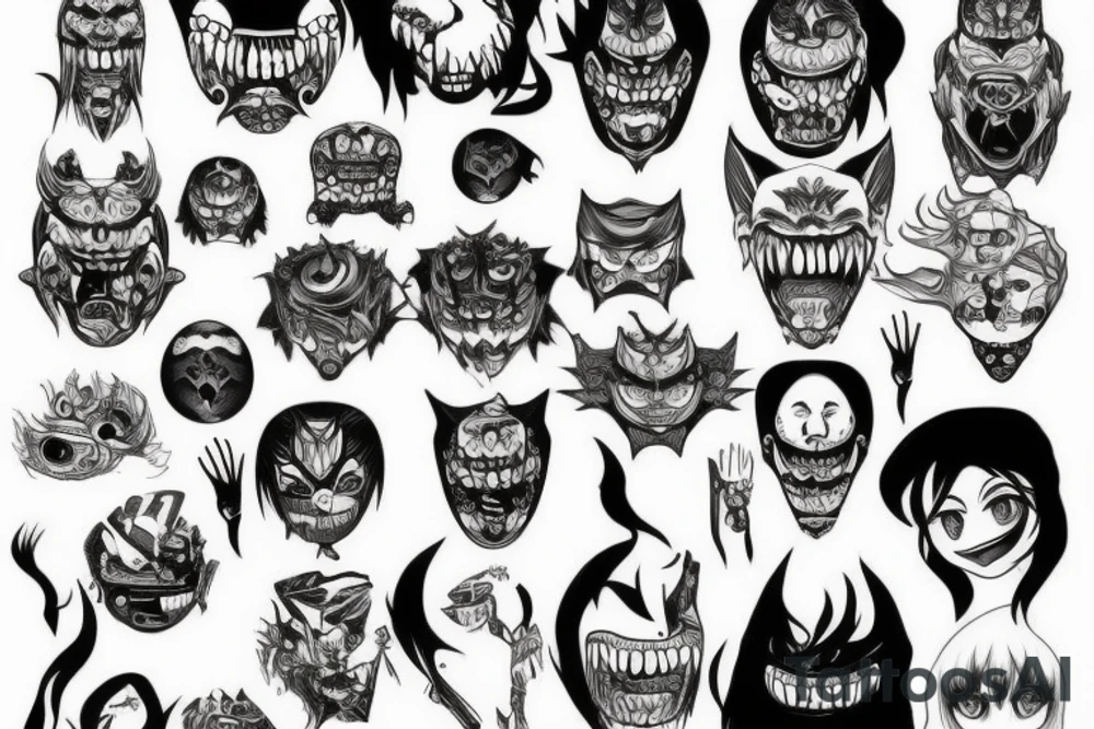 Monster head manga tattoo idea