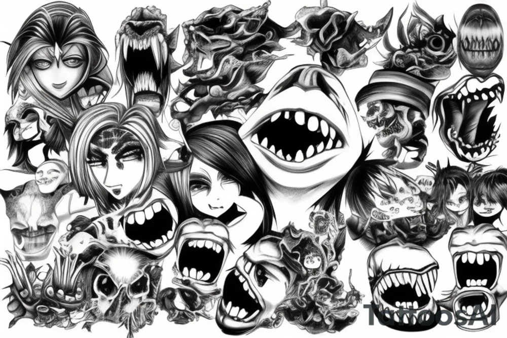 Monster head manga tattoo idea