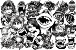 Monster head manga tattoo idea