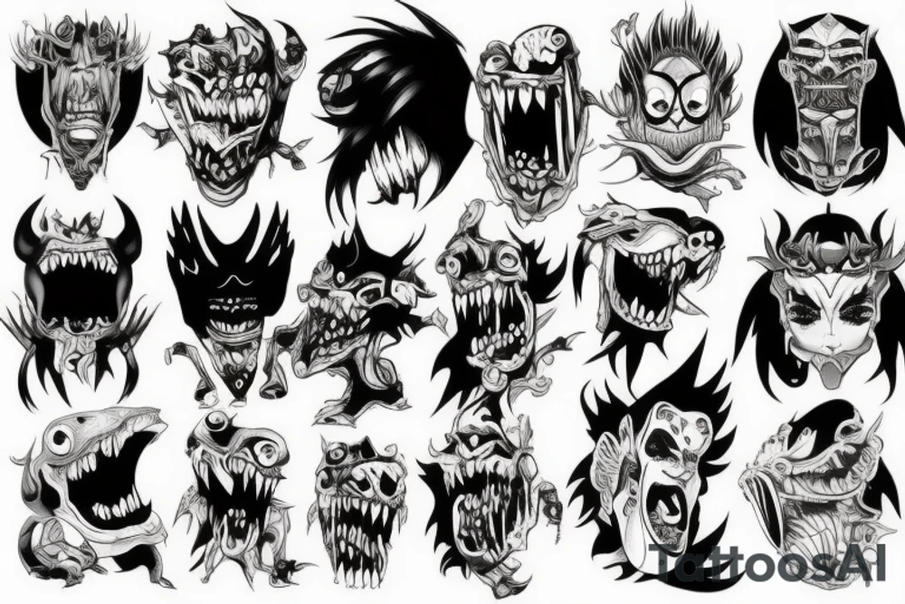 Monster head manga tattoo idea