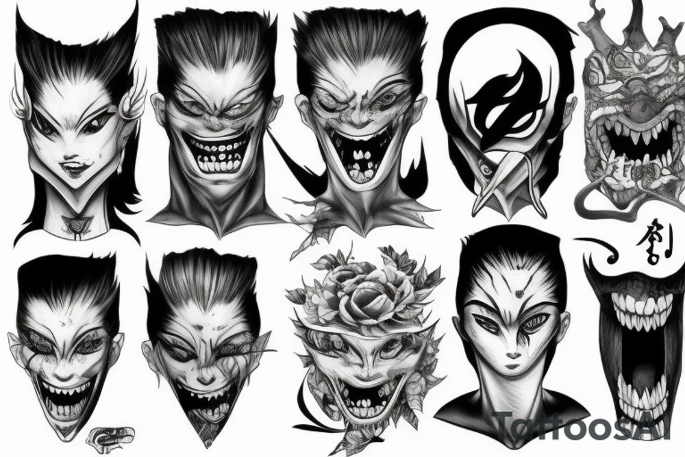 Monster head manga tattoo idea