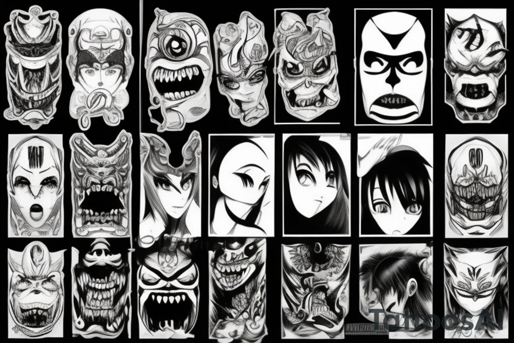 Monster head manga tattoo idea
