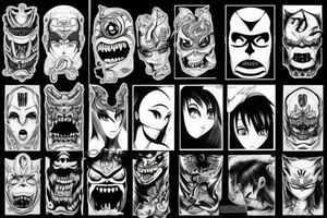 Monster head manga tattoo idea