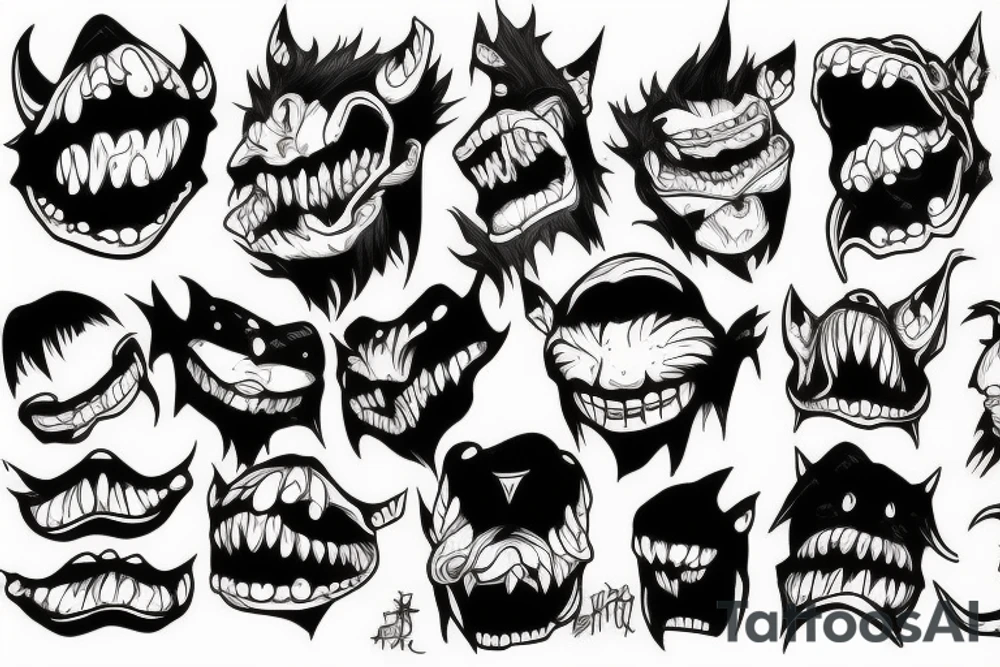 Monster head manga tattoo idea