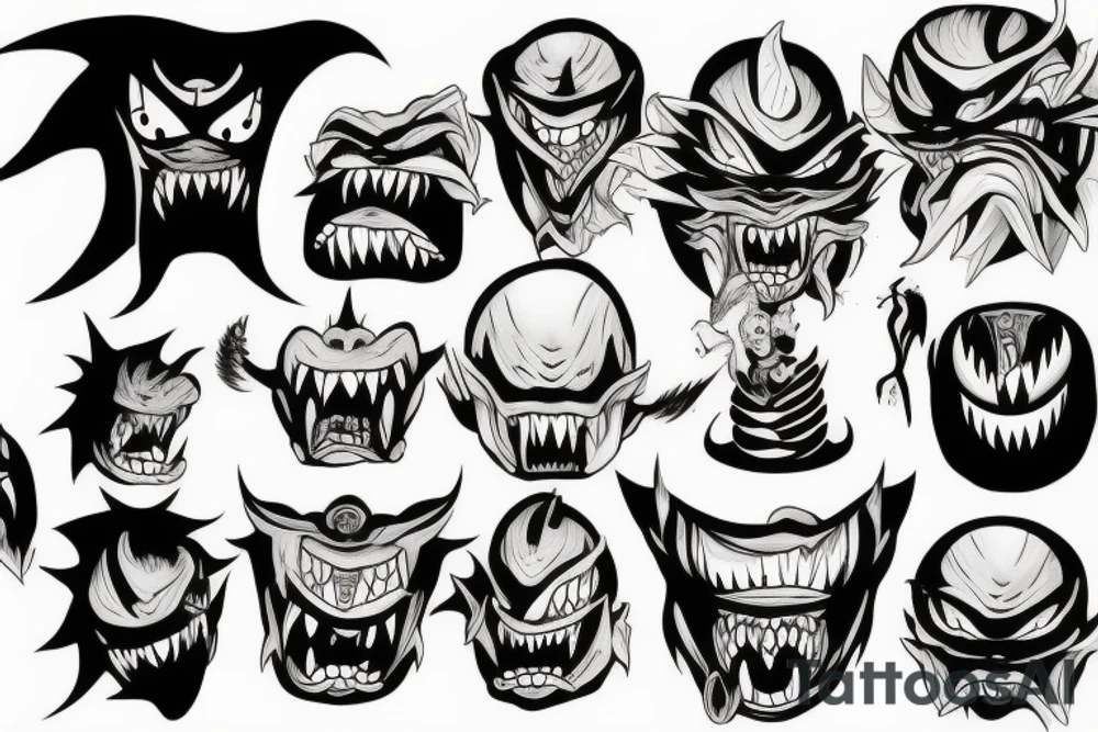 Monster head manga tattoo idea