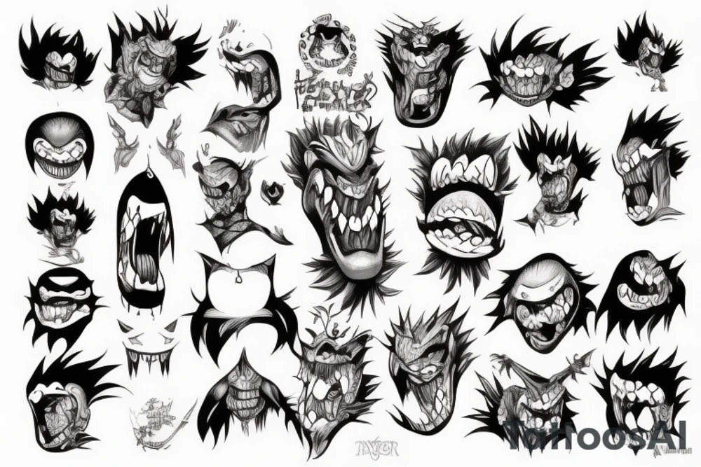 Monster head manga tattoo idea
