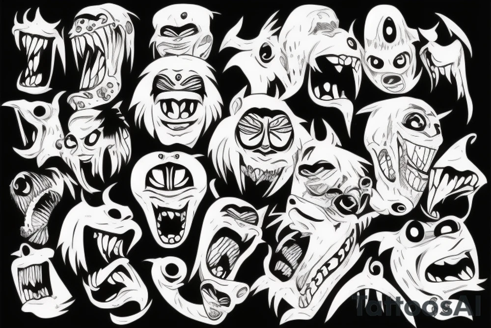 Monster head manga tattoo idea
