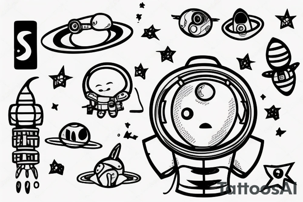 Lonely astronaut floating in soace tattoo idea