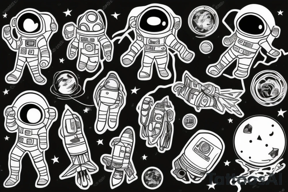 Lonely astronaut floating in soace tattoo idea