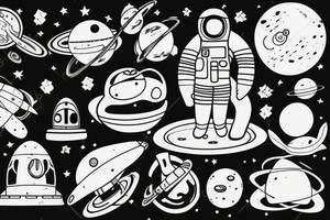 Lonely astronaut floating in space tattoo idea