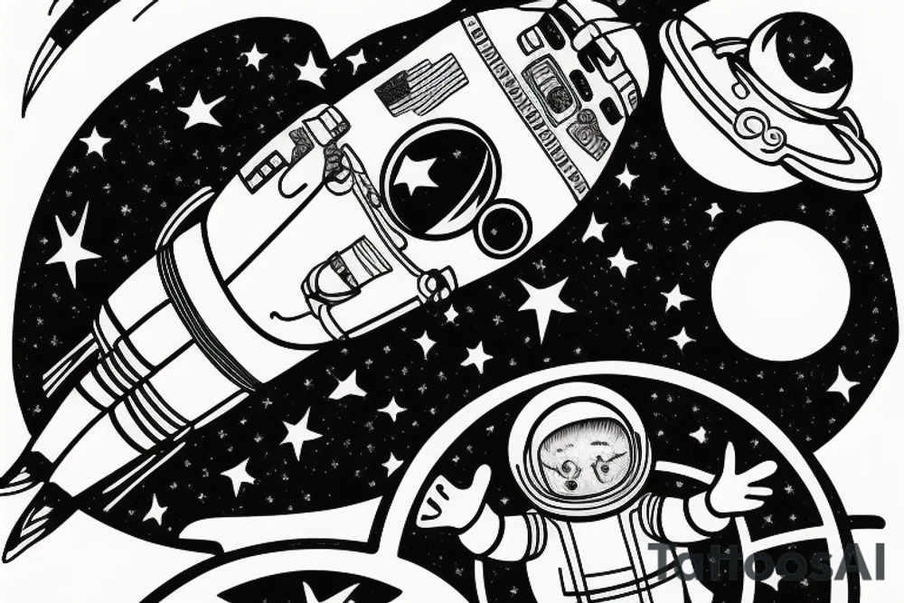 Lonely astronaut floating in space tattoo idea
