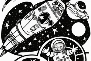 Lonely astronaut floating in space tattoo idea