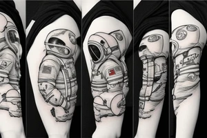 Lonely astronaut floating in space gazing at the earth tattoo idea