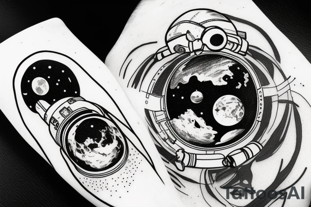 Lonely astronaut floating in space gazing at the earth tattoo idea Lonely astronaut floating in space gazing at the earth tattoo idea