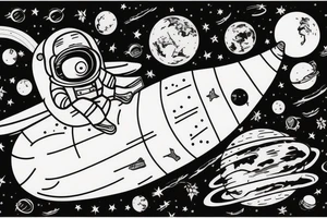 Lonely astronaut floating in space gazing at the earth tattoo idea