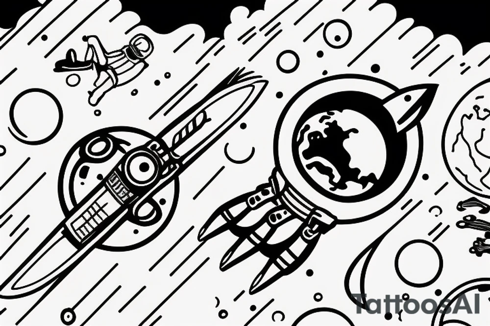 Lonely astronaut floating in space gazing at the earth tattoo idea Lonely astronaut floating in space gazing at the earth tattoo idea