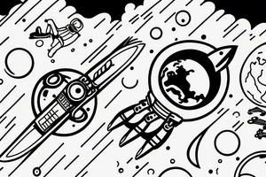 Lonely astronaut floating in space gazing at the earth tattoo idea